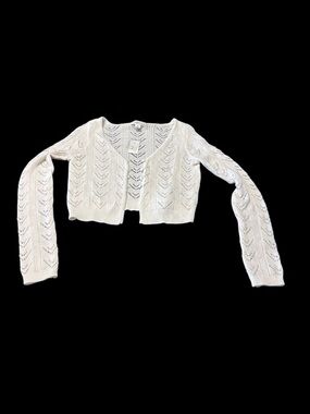 Aeropostale Cream Open-Weave Knit Crop Top Cardigan
